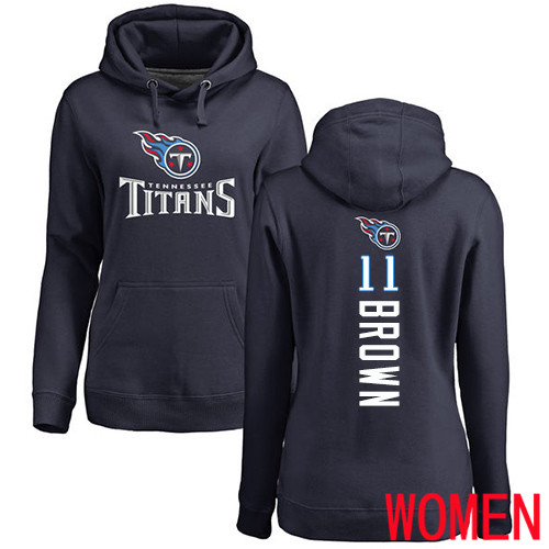 Tennessee Titans Navy Blue Women A.J. Brown Backer NFL Football #11 Pullover Hoodie Sweatshirts->nfl t-shirts->Sports Accessory